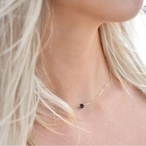 Black obsidian gold necklace